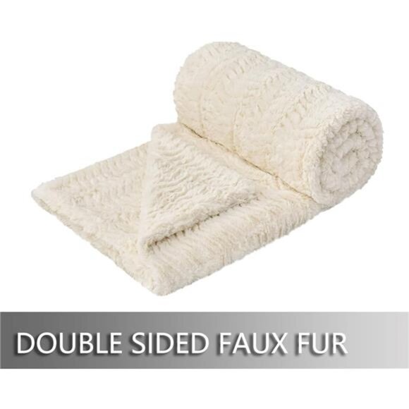 Faux Fur Throw Blanket 50x63 Cozy Soft Plush Warm Bed Couch Living Room Decor - Picture 3 of 7